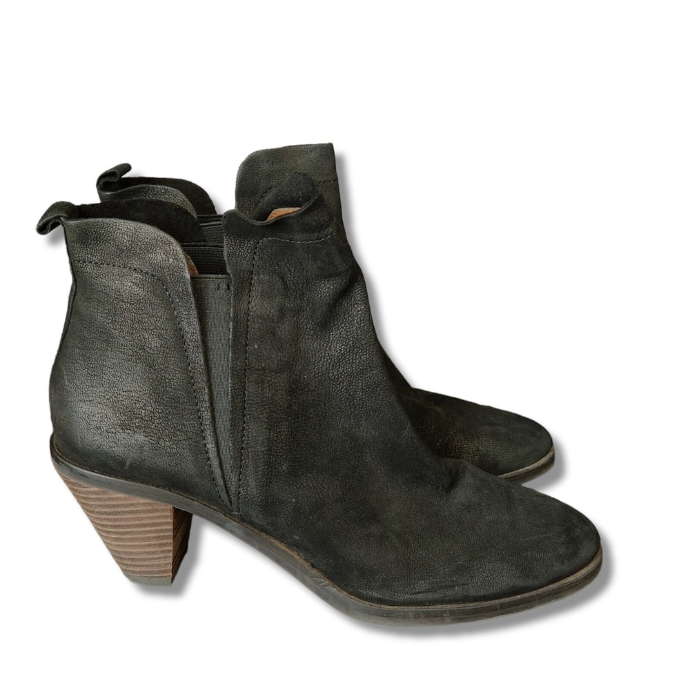 Lucky Brand‎ Womens 8M Pull On Booties LK Jana Black Leather Ankle Top